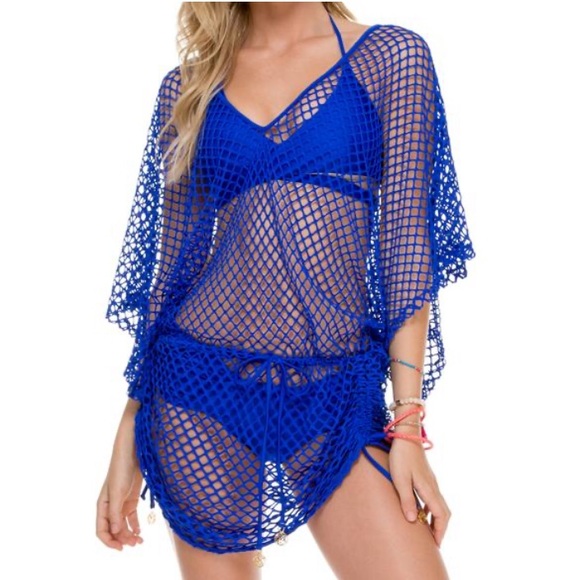 Luli Fama Cabana V-Neck Dress in Electric Blue - Picture 1 of 7